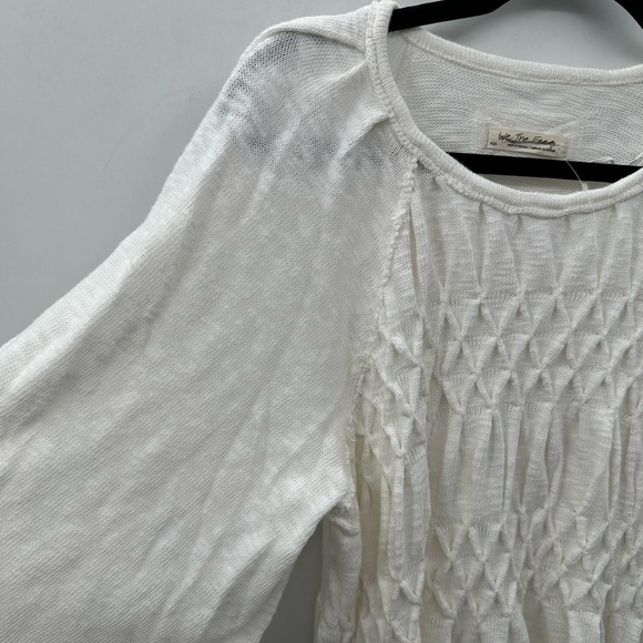 FREE PEOPLE SNOWBELL Babydoll cream boho milkmaid raglan sleeve oversd top NWOT - Picture 7 of 16